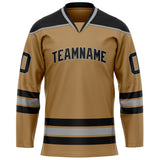 Custom Old Gold Black Solid Colour Hockey Jersey