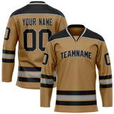 Custom Old Gold Black Solid Colour Hockey Jersey