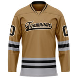 Custom Old Gold Gray Solid Colour Hockey Jersey