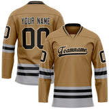 Custom Old Gold Gray Solid Colour Hockey Jersey