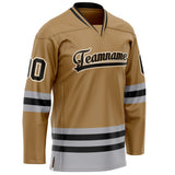 Custom Old Gold Gray Solid Colour Hockey Jersey