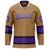 Custom Old Gold Purple Solid Colour Hockey Jersey