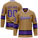 Custom Old Gold Purple Solid Colour Hockey Jersey