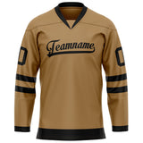 Custom Old Gold Black Solid Colour Hockey Jersey