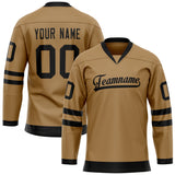 Custom Old Gold Black Solid Colour Hockey Jersey