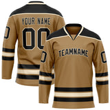 Custom Old Gold Black Solid Colour Hockey Jersey