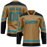 Custom Old Gold Teal Solid Colour Hockey Jersey