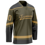 Custom Olive Old Gold Solid Colour Hockey Jersey