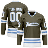 Custom Olive White Solid Colour Hockey Jersey