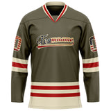 Custom Olive Cream Solid Colour Hockey Jersey