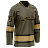 Custom Olive Old Gold Solid Colour Hockey Jersey