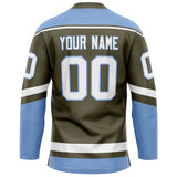 Custom Olive Light Blue Solid Colour Hockey Jersey