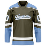 Custom Olive Light Blue Solid Colour Hockey Jersey