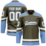 Custom Olive Light Blue Solid Colour Hockey Jersey