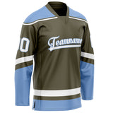 Custom Olive Light Blue Solid Colour Hockey Jersey