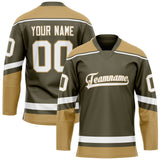 Custom Olive Old Gold Solid Colour Hockey Jersey