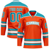 Custom Orange Teal Solid Colour Hockey Jersey