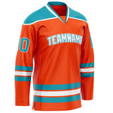 Custom Orange Teal Solid Colour Hockey Jersey