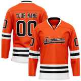 Custom Orange Black Solid Colour Hockey Jersey