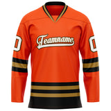 Custom Orange Black Solid Colour Hockey Jersey