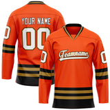 Custom Orange Black Solid Colour Hockey Jersey