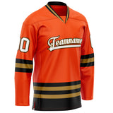 Custom Orange Black Solid Colour Hockey Jersey