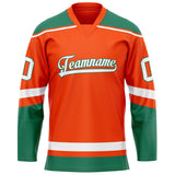 Custom Orange Kelly Green Solid Colour Hockey Jersey