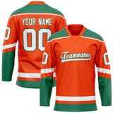 Custom Orange Kelly Green Solid Colour Hockey Jersey