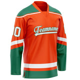 Custom Orange Kelly Green Solid Colour Hockey Jersey