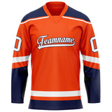 Custom Orange Navy Solid Colour Hockey Jersey