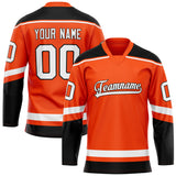 Custom Orange Black Solid Colour Hockey Jersey