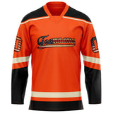 Custom Orange Black Solid Colour Hockey Jersey