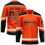 Custom Orange Black Solid Colour Hockey Jersey