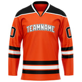 Custom Orange Black Solid Colour Hockey Jersey