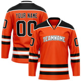 Custom Orange Black Solid Colour Hockey Jersey