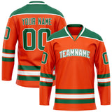 Custom Orange Kelly Green Solid Colour Hockey Jersey