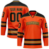 Custom Orange Black Solid Colour Hockey Jersey