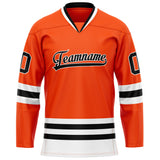 Custom Orange Black Solid Colour Hockey Jersey