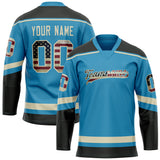 Custom Panther Blue Black Solid Colour Hockey Jersey