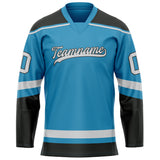 Custom Panther Blue Black Solid Colour Hockey Jersey