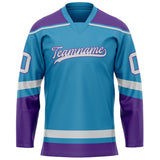 Custom Panther Blue Purple Solid Colour Hockey Jersey