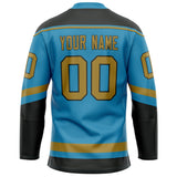 Custom Panther Blue Old Gold Solid Colour Hockey Jersey