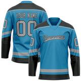 Custom Panther Blue Gray Solid Colour Hockey Jersey