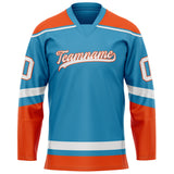 Custom Panther Blue Orange Solid Colour Hockey Jersey