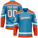 Custom Panther Blue Orange Solid Colour Hockey Jersey