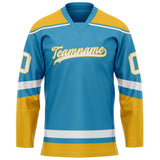 Custom Panther Blue Gold Solid Colour Hockey Jersey