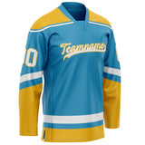 Custom Panther Blue Gold Solid Colour Hockey Jersey