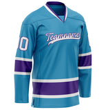 Custom Panther Blue Purple Solid Colour Hockey Jersey