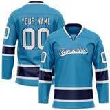 Custom Panther Blue White Solid Colour Hockey Jersey