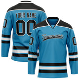 Custom Panther Blue Black Solid Colour Hockey Jersey